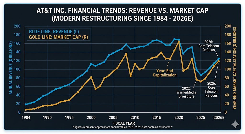 AT&T market cap vs revenue