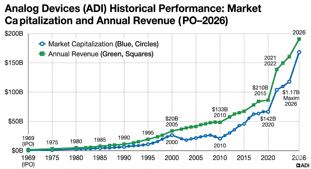 Analog Devices market cap vs revenue